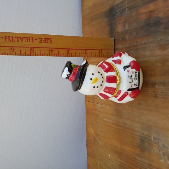 SNOWMAN HINGED TRINKET BOX Christmas Winter Let It Snow - Picture 5 of 8